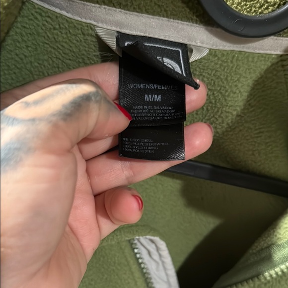 Sold: The North Face Two Toned Olive Green Fleece Zip Up Jacket  sz.M women’s - Picture 3 of 12